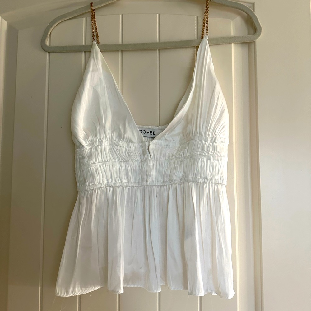 Do+Be Gold Chain Satin Tank Top